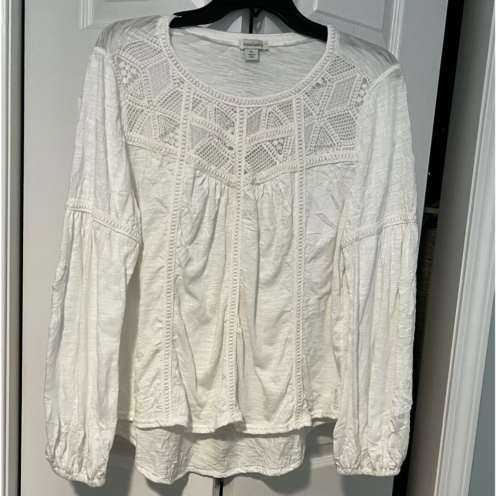 Sundance crinkled off-white blouse.